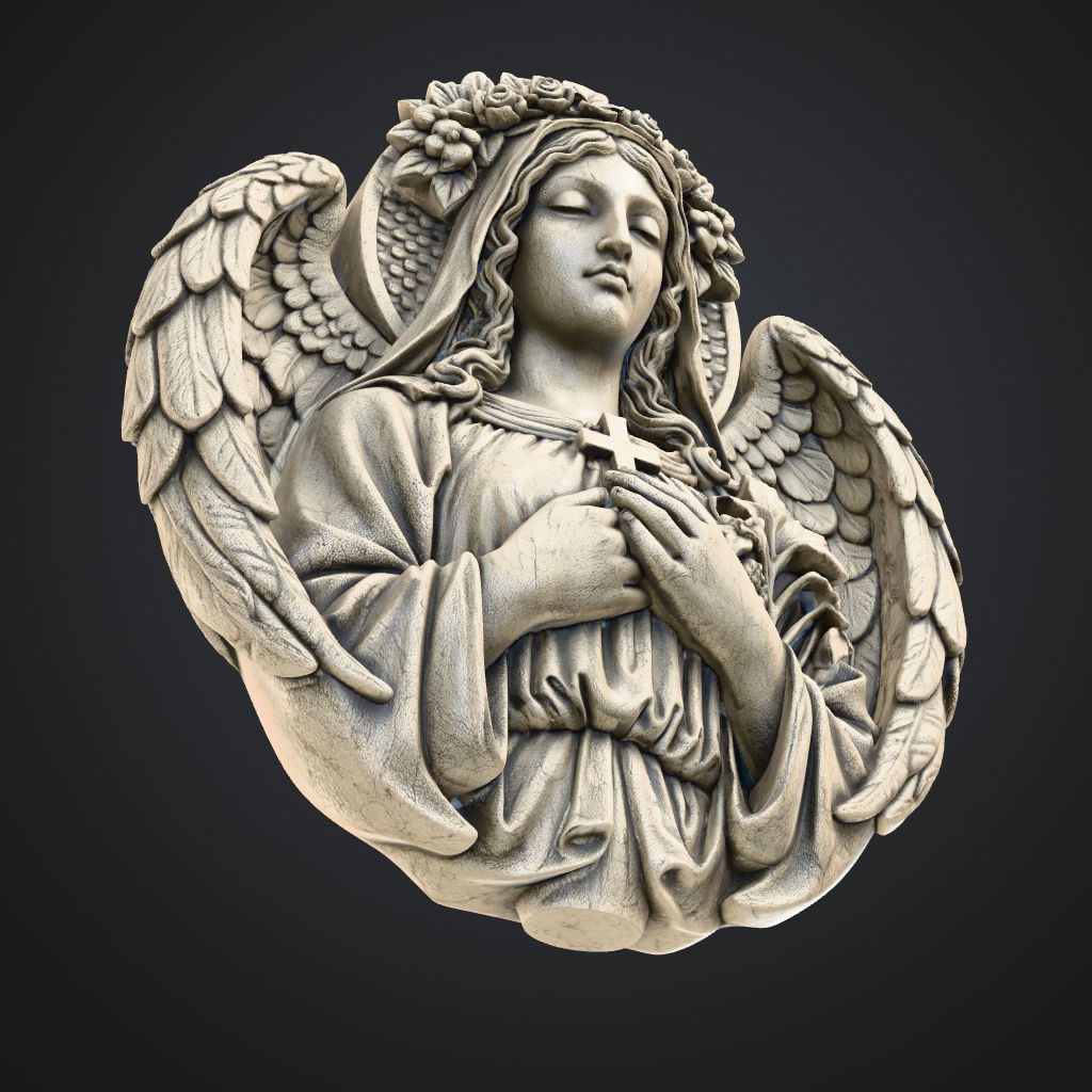 Stone Angel in Prayer CNC STL file preview 4